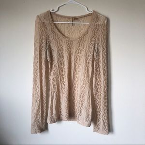 🔥 2/ $20 BKE Beige Lace Sheer Long Sleeve